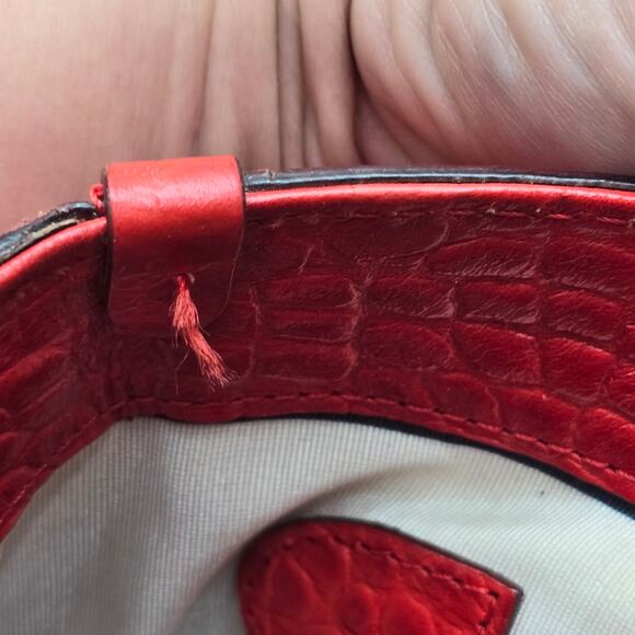 Kate Spade New York Leather Croc Embossed Tote Shoulder Handbag Red/Orange - Picture 13 of 14